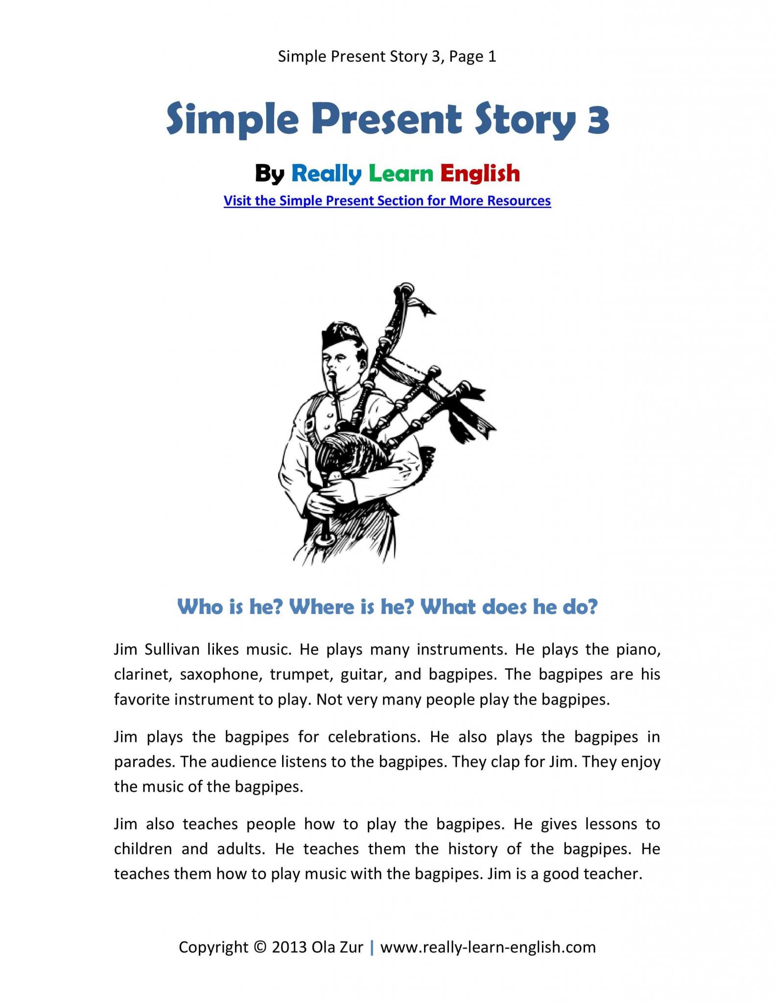 Progressive Era Review Worksheet Answers as Well as Practice the English Simple Present Tense with This Printable Story