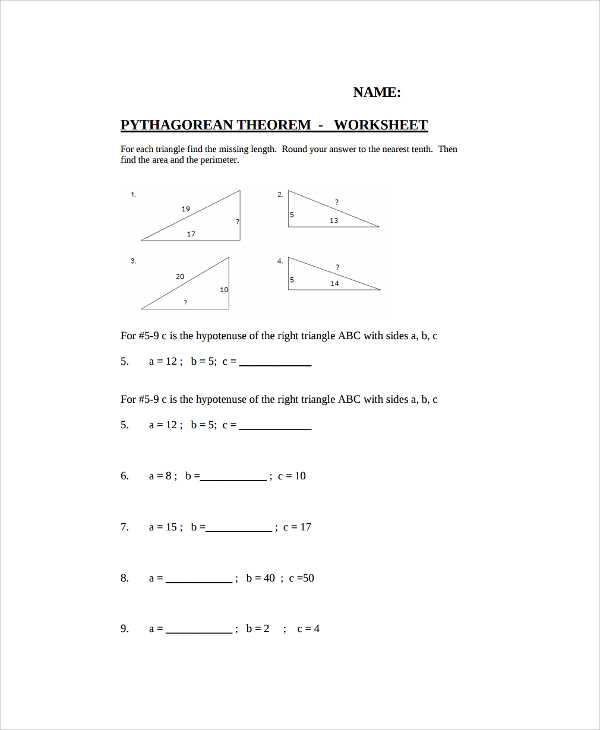 Pythagorean theorem Worksheet Answers or Unique Pythagorean theorem Worksheet New Pythagorean theorem