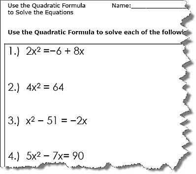 Quadratic Equation Worksheet with Answers and solving Quadratic Equations Worksheet Unique Use the Quadratic