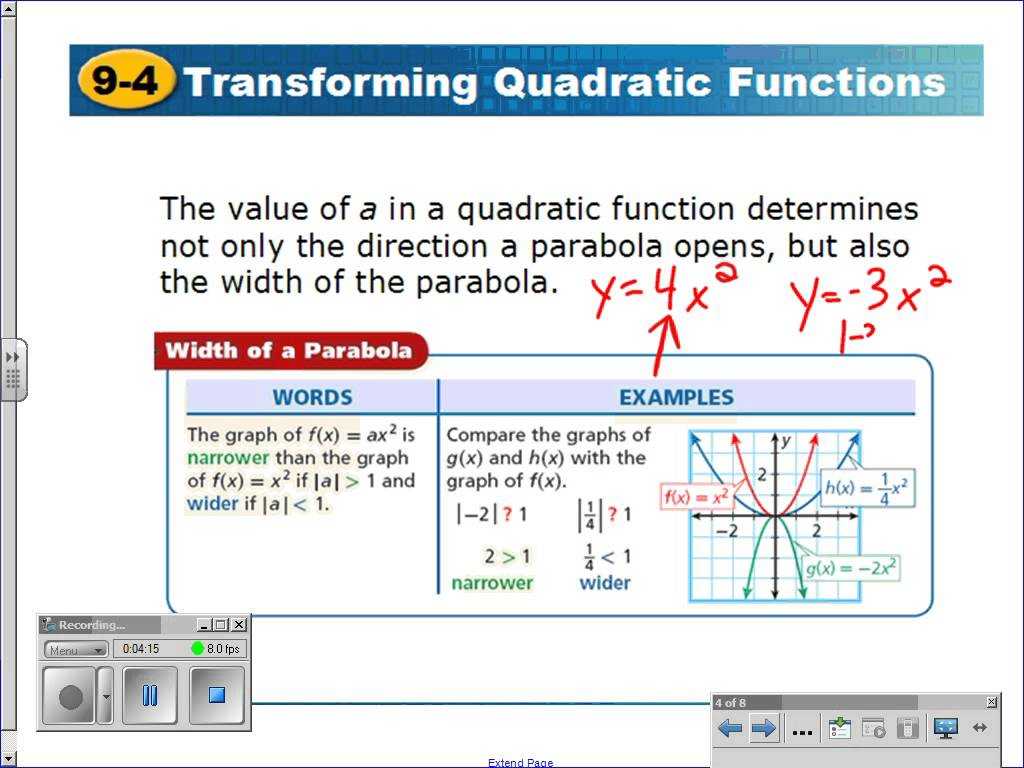 Quadratic Functions Worksheet Answers as Well as 94 Video