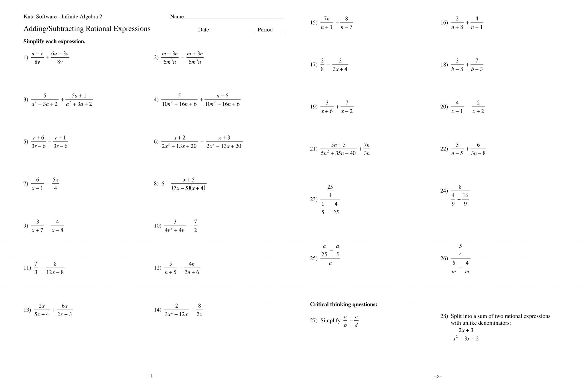 Radicals and Rational Exponents Worksheet Answers Also Simplifying Algebraic Expressions Answers solving Two Step
