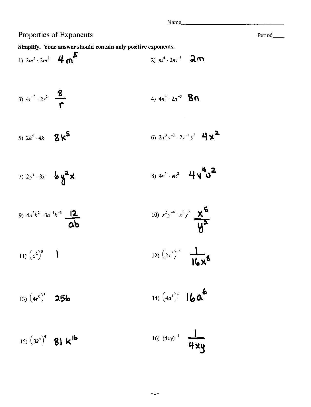 Radicals and Rational Exponents Worksheet Answers with Radical Exponents Worksheet Gallery Worksheet Math for Kids