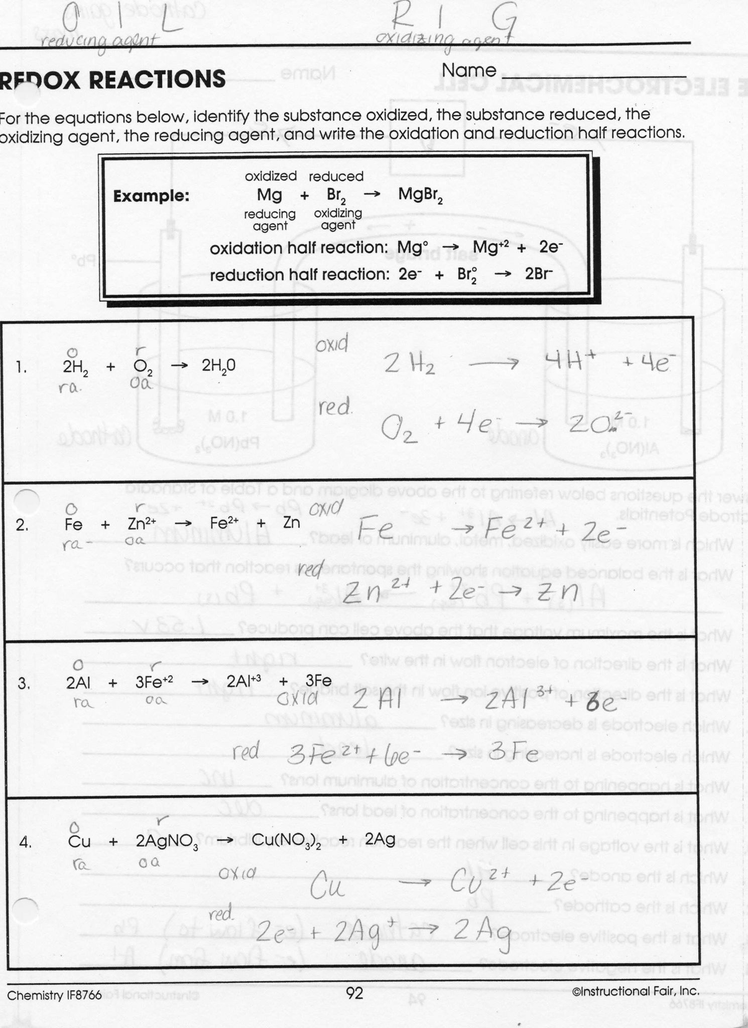 Reactions In Aqueous solutions Worksheet Answers Also Oxidation Reduction Reactions Worksheet Worksheet for Kids