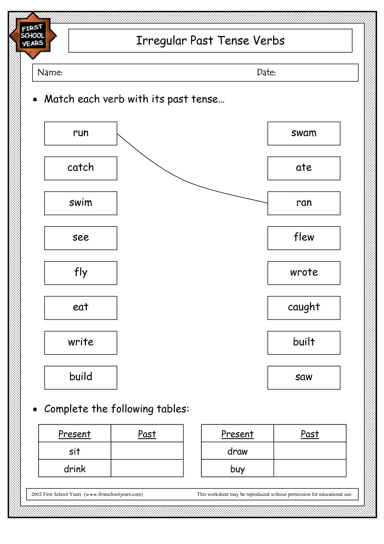 Regular Irregular Verbs Worksheet with Irregular Verbs Worksheets for 1st Grade