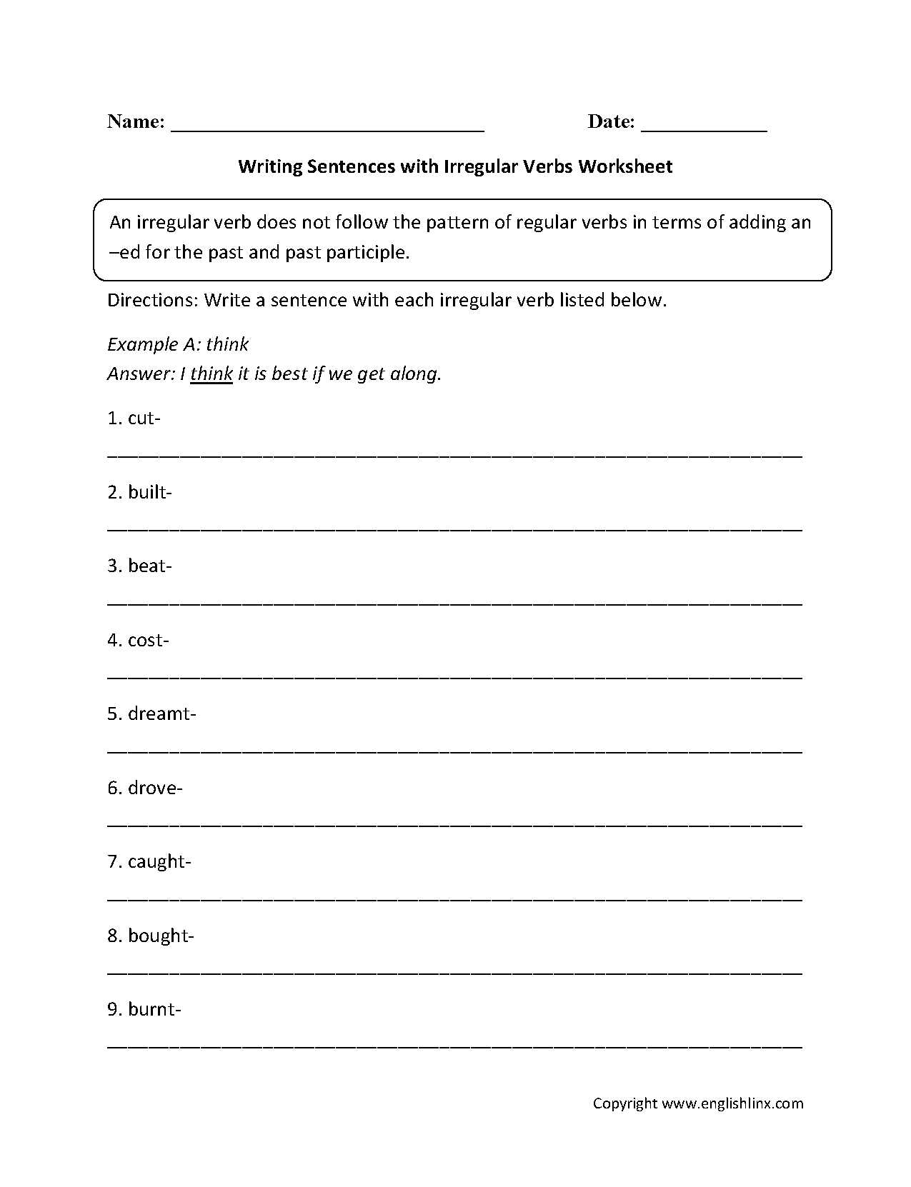 Regular Irregular Verbs Worksheet with Irregular Verbs Worksheets for First Grade