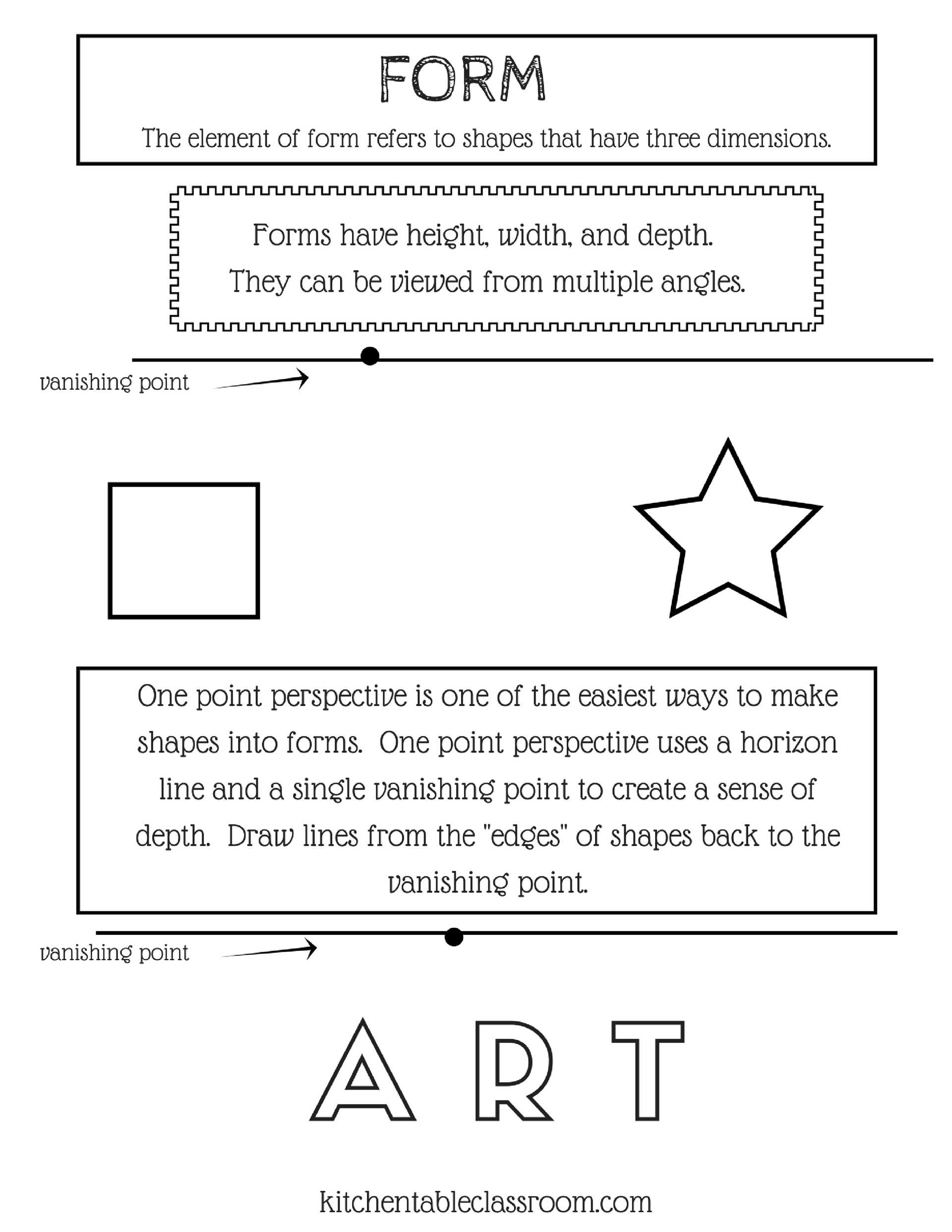 Reproducible Student Worksheet or the Element Of form with Free Printable