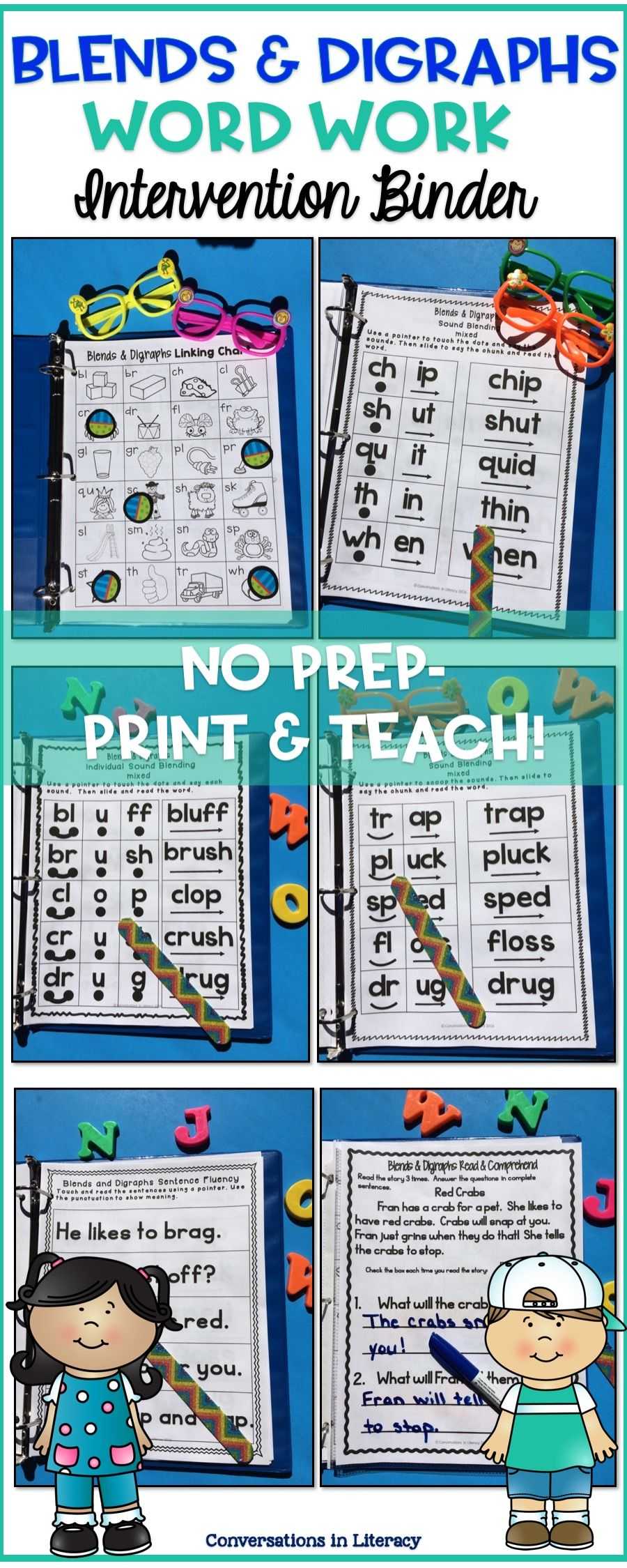 Response to Intervention Worksheet Answers or Reading Intervention Binder Blends and Digraphs