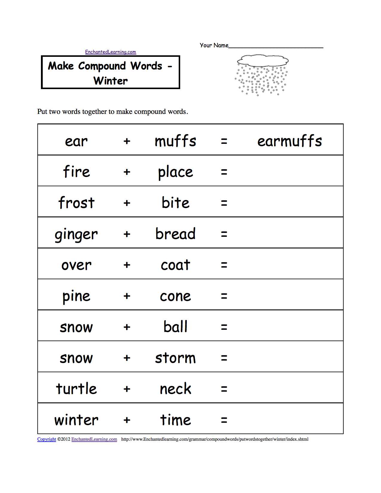 Rhyming Worksheets for Kindergarten Cut and Paste with Worksheets Winter