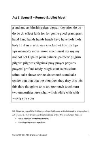 Romeo and Juliet Worksheets Act 1 Along with Romeo and Juliet Act 1 Scene 5 Romeo and Juliet First Meet by