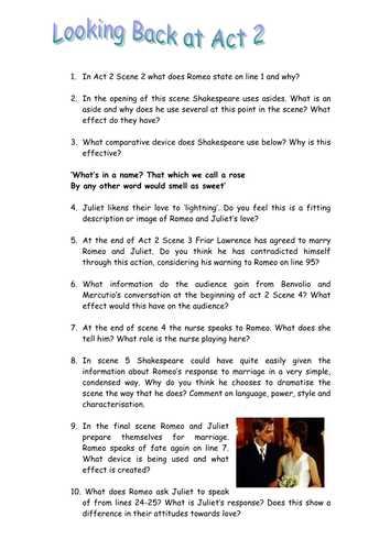 Romeo and Juliet Worksheets Act 1 and Romeo & Juliet Act 2 Questions A Worksheet by Maz1 Teaching