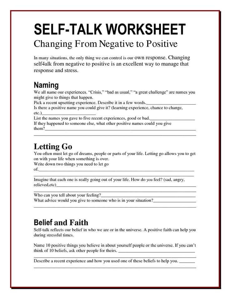 Self Love Worksheet Along with the Worry Bag Self Talk Worksheet the Healing Path with Children