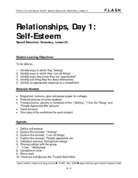 Self Love Worksheet with Relationships Day 1 Self Esteem Lesson Plan Lesson Planet