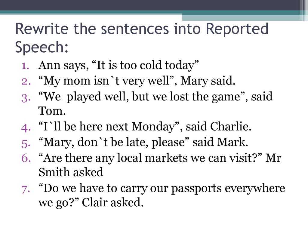 Sentence Correction Worksheets Also Reported Speech