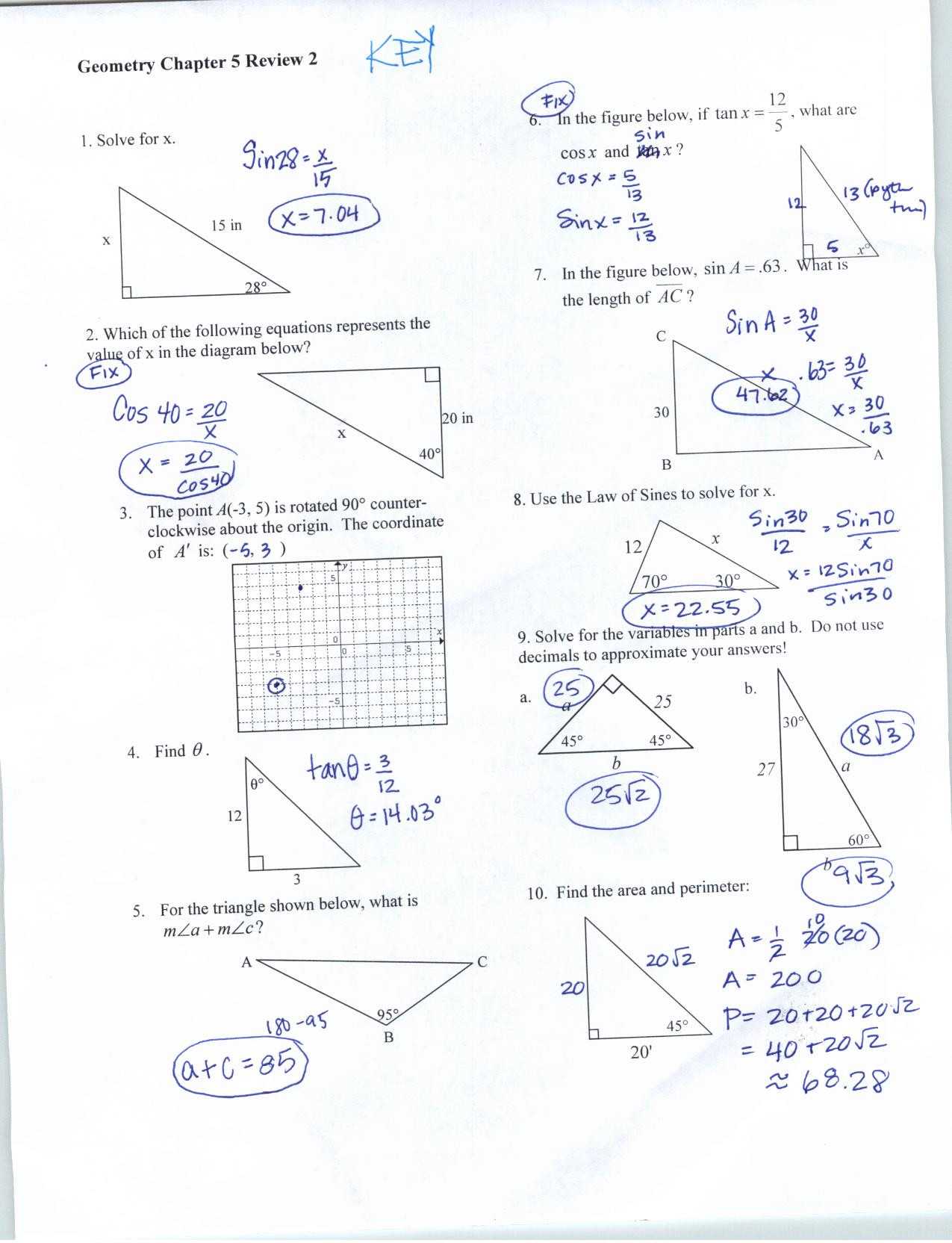 Similar Figures Worksheet Answer Key with solving Right Triangles Worksheet Answers Choice Image Worksheet