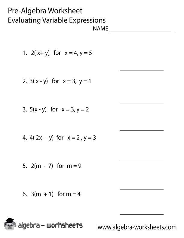 Simple Algebra Worksheets as Well as Variables Pre Algebra Worksheet Pre Algebra Worksheets