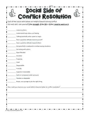 Social Skills Worksheets for Middle School together with social Skills Worksheets Conflict and social Skills social Skills