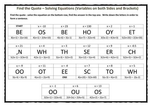 Solving Equations with Variables On Both Sides with Fractions Worksheet Also Potlid951 S Shop Teaching Resources Tes