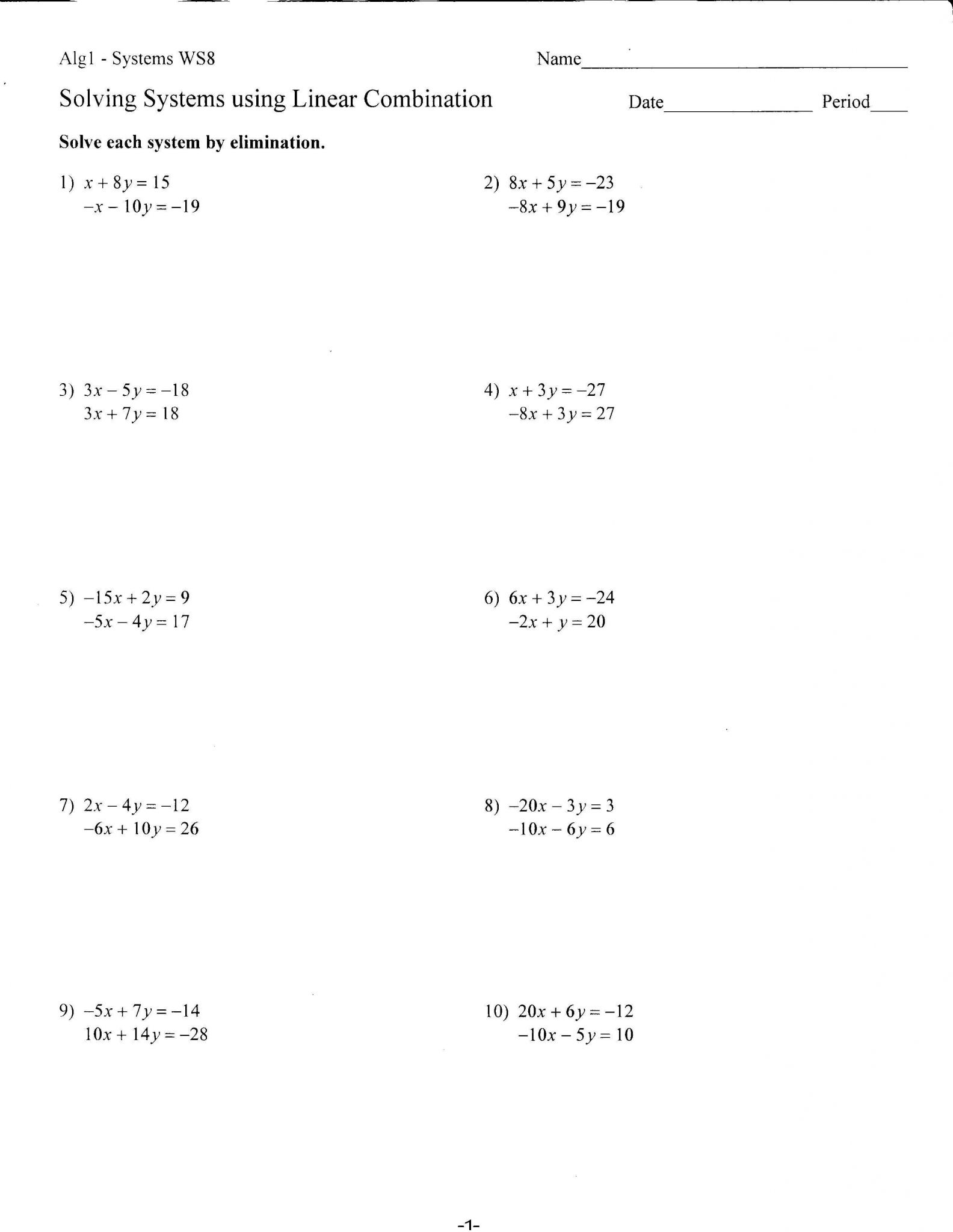 Solving Equations with Variables Worksheets and solving Systems by Substitution Worksheet Fresh System Equations
