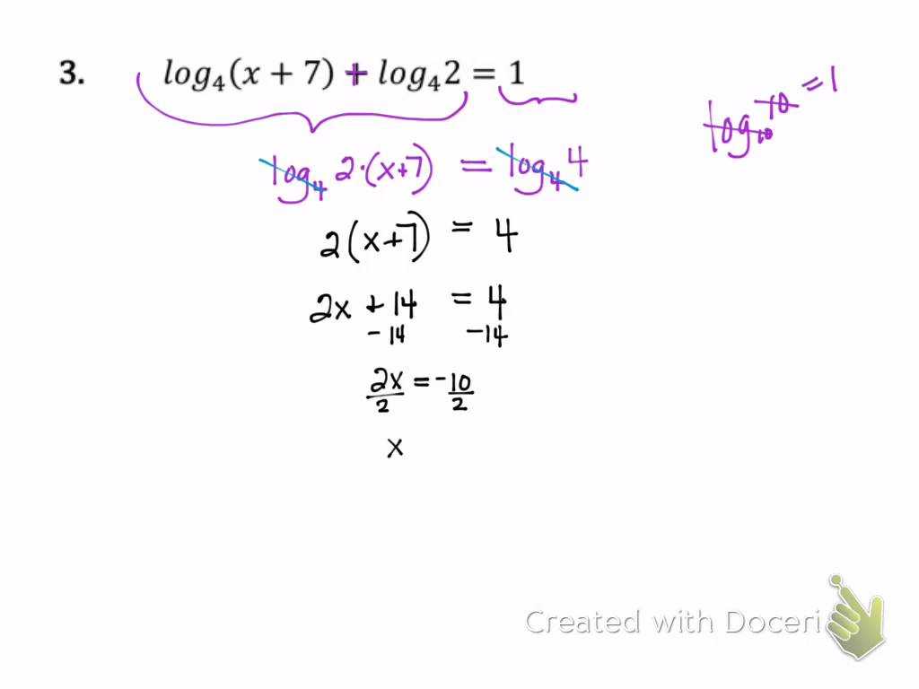 Solving Exponential Equations with Logarithms Worksheet Answers together with solving Logarithmic Equations 64c
