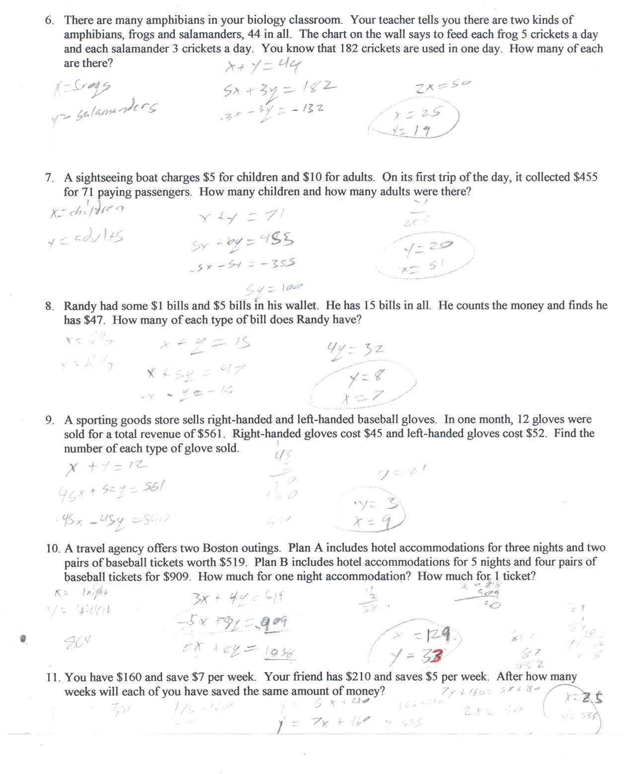 Solving Quadratic Equations by Completing the Square Worksheet Answer Key together with Systems Equations Word Problems Worksheet Answers the Best