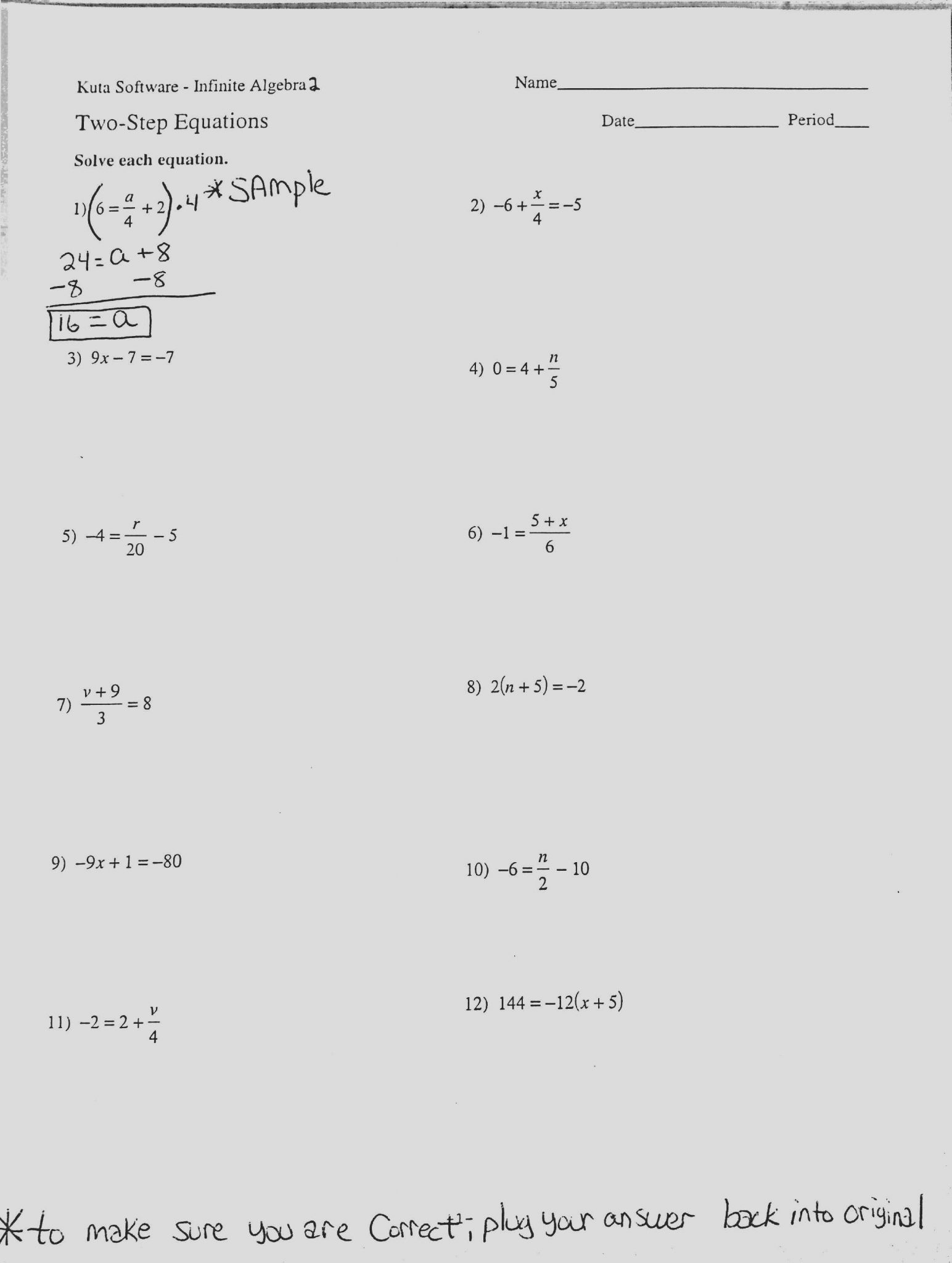 Solving Two Step Equations Worksheet Answer Key Also E and Two Step Equations Worksheets Awesome Algebra 1 Worksheets