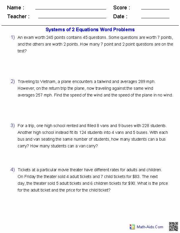 Solving Word Problems Using Systems Of Equations Worksheet Answers and 15 New S E Step Equations Word Problems