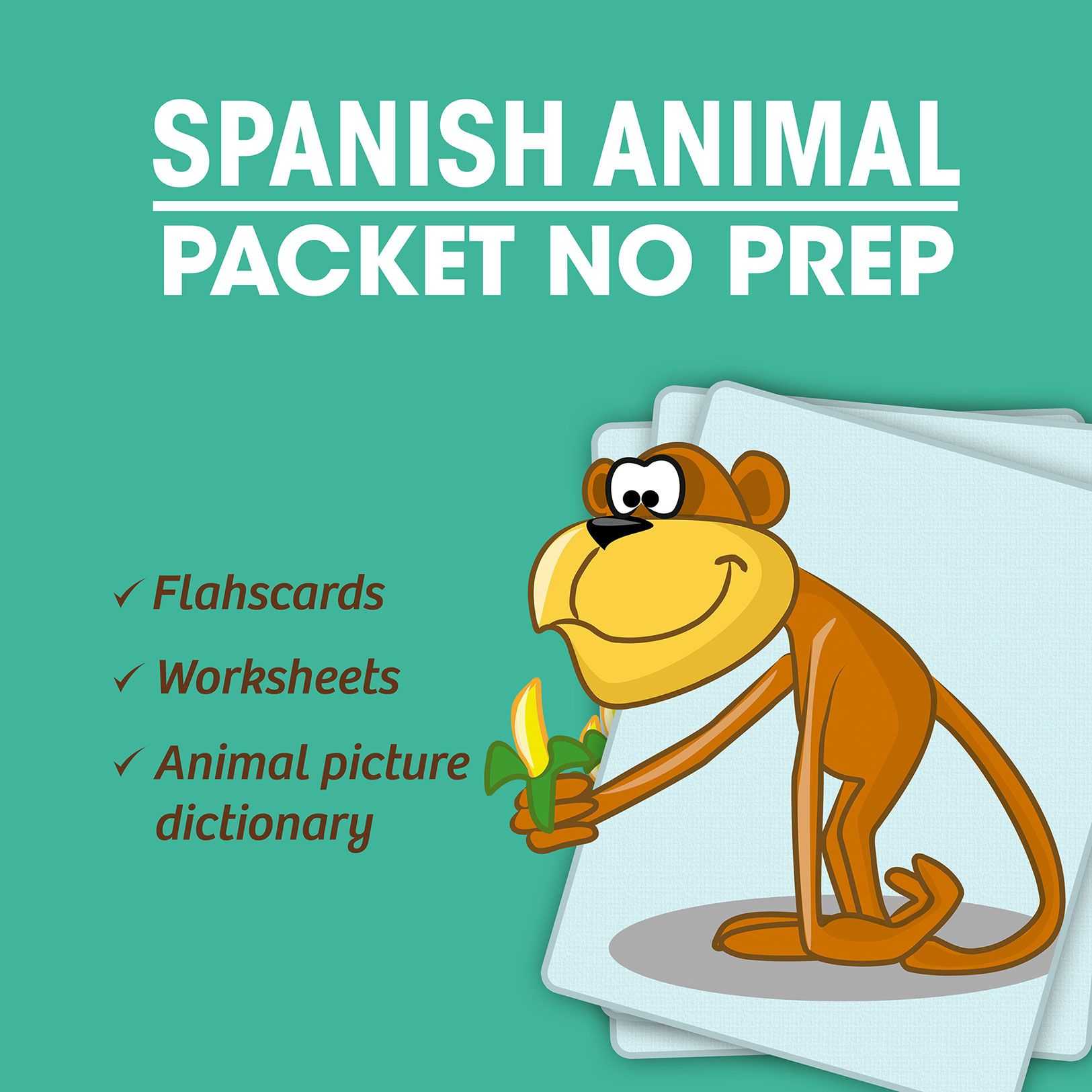Spanish Lesson Worksheets Along with Spanish Animal Packet No Prep