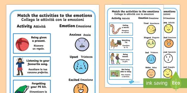 Stem Activity Worksheets with Emotions Worksheet Activity Sheets English Italian Emotions