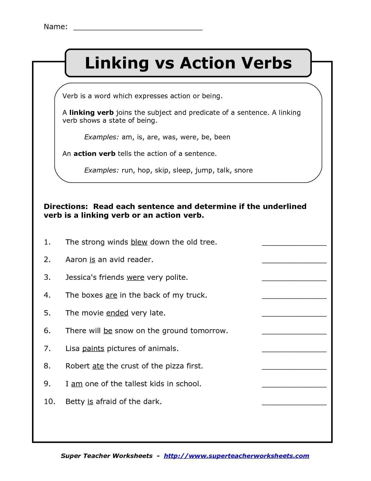 Subject Verb Agreement Practice Worksheets with Study Action and Linking Verbs Worksheet 5th Grade Danasrhgtop