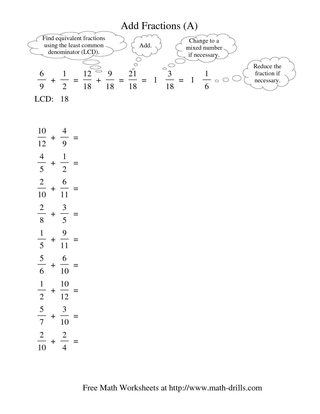 Subtracting Fractions with Unlike Denominators Worksheet Also Adding and Subtracting Fractions Worksheets Math Dissimilar with