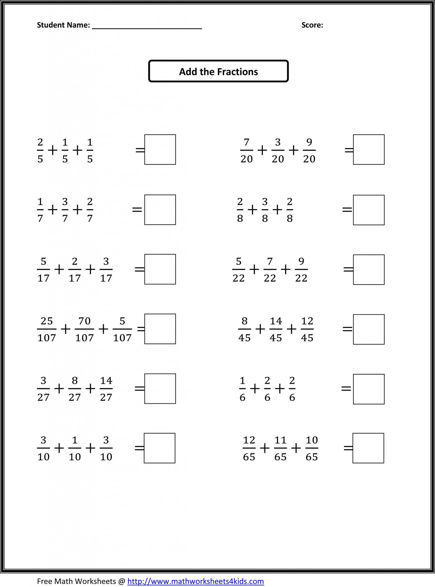 Subtracting Fractions with Unlike Denominators Worksheet with Fractions 3rd Grade Math Fraction Word Problems Worksheets