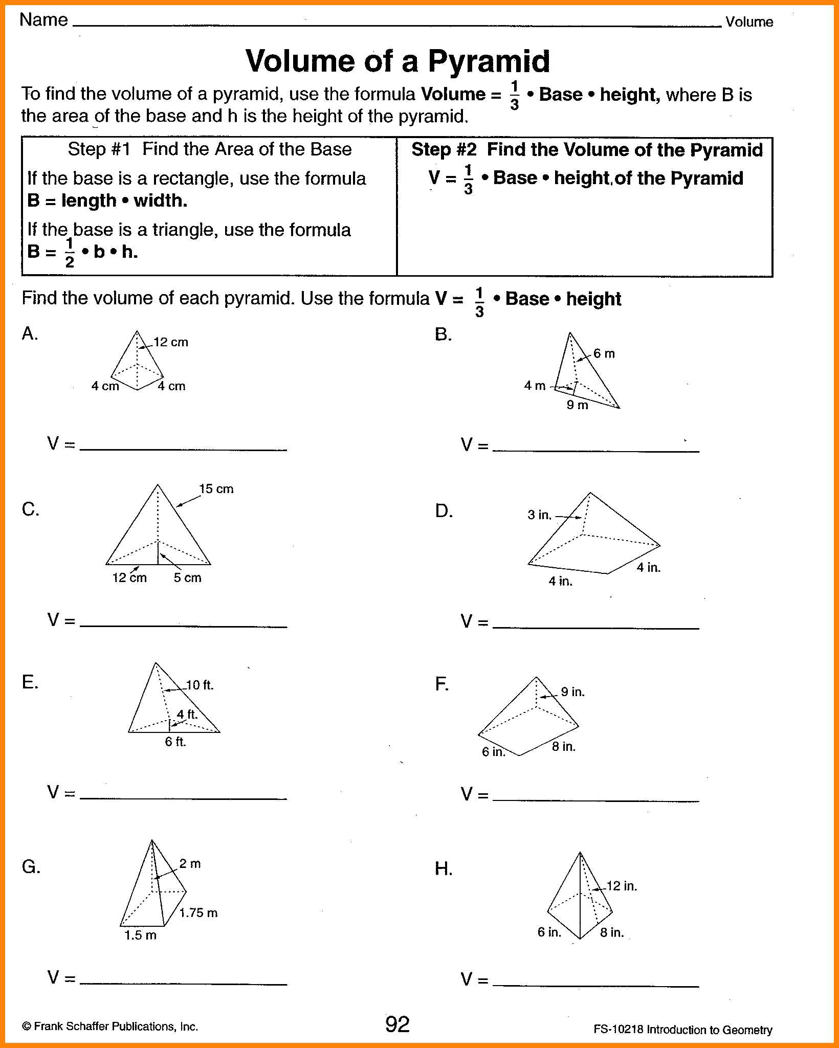 Surface area Of Prisms and Cylinders Worksheet Answers and Volume Pyramid and Cone Worksheet the Best Worksheets Image