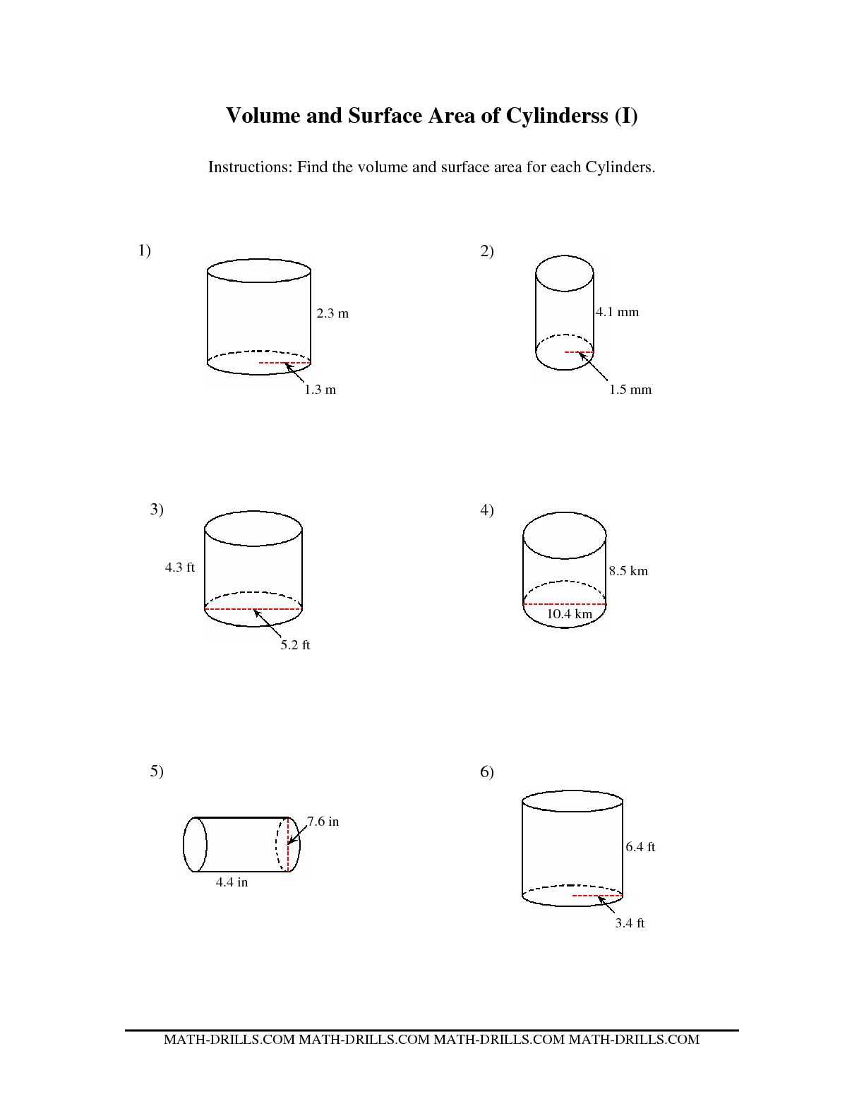 Surface area Of Prisms and Cylinders Worksheet Answers with Volume A Cylinder Word Problems Worksheet Image Collections