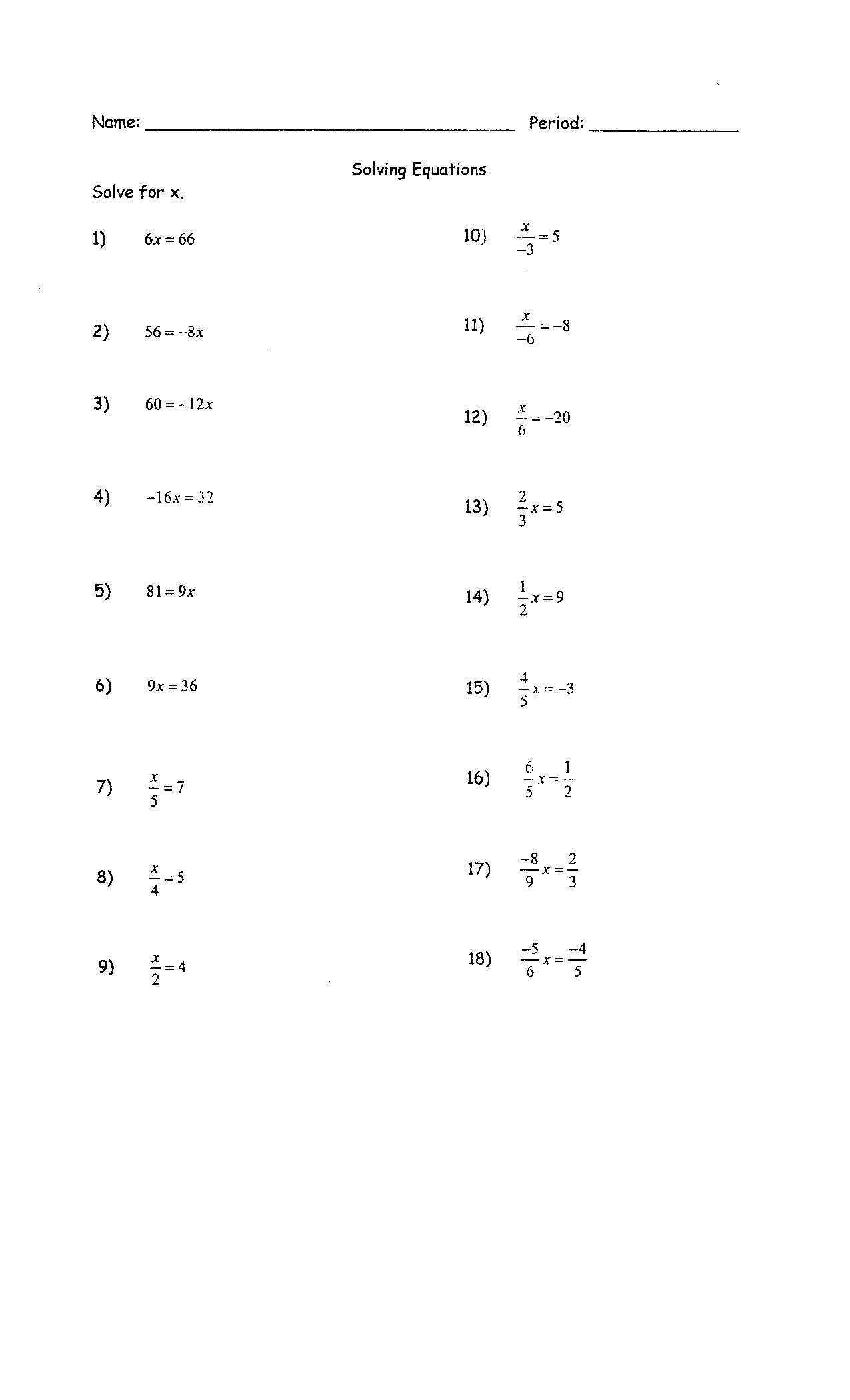 Systems Of Linear Equations Worksheet together with Math Worksheets Equations with Variables Both Sides