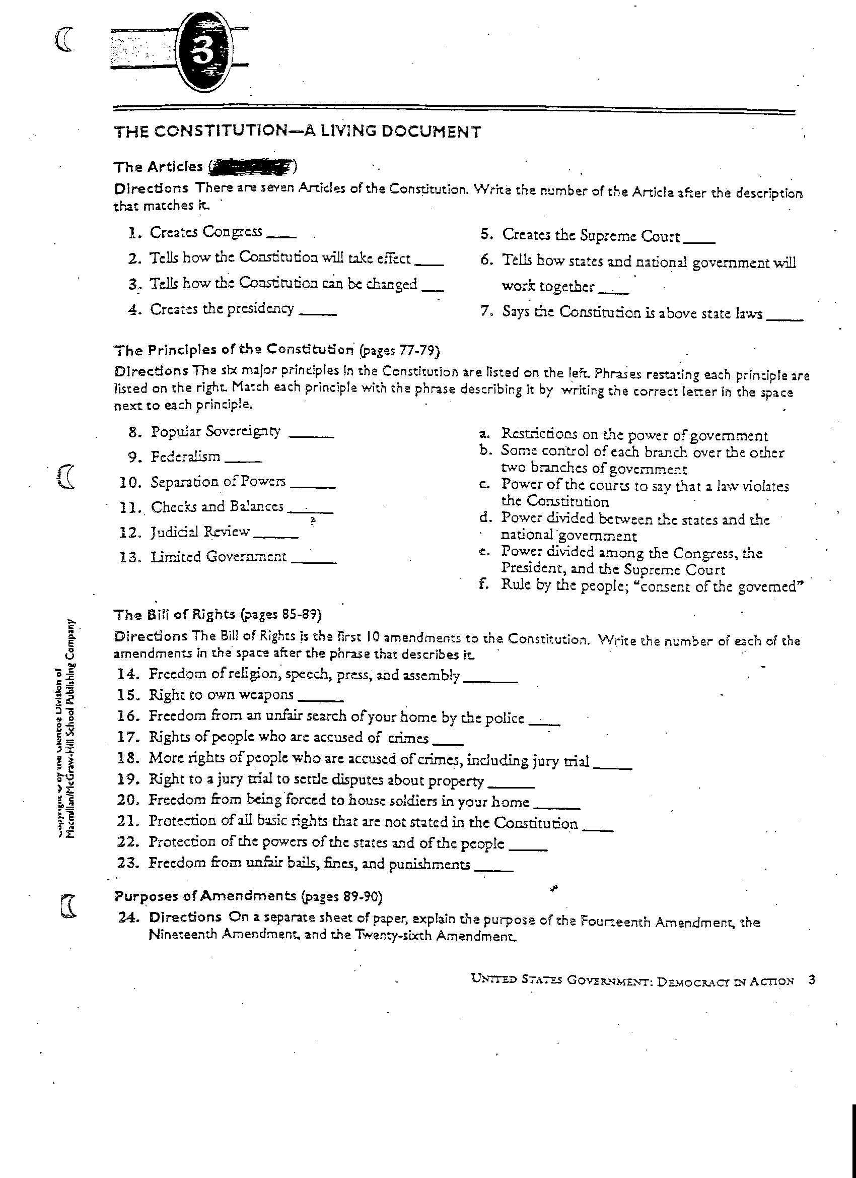 The Federal In Federalism Worksheet Answers or Constitution Worksheet Answers Image Collections Worksheet Math