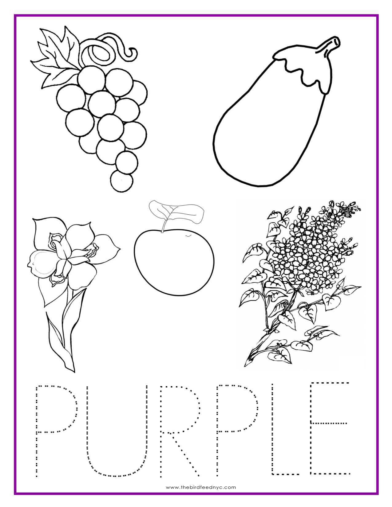 Theme Worksheet 4 Also Purple Color Activity Sheet Colors Pinterest