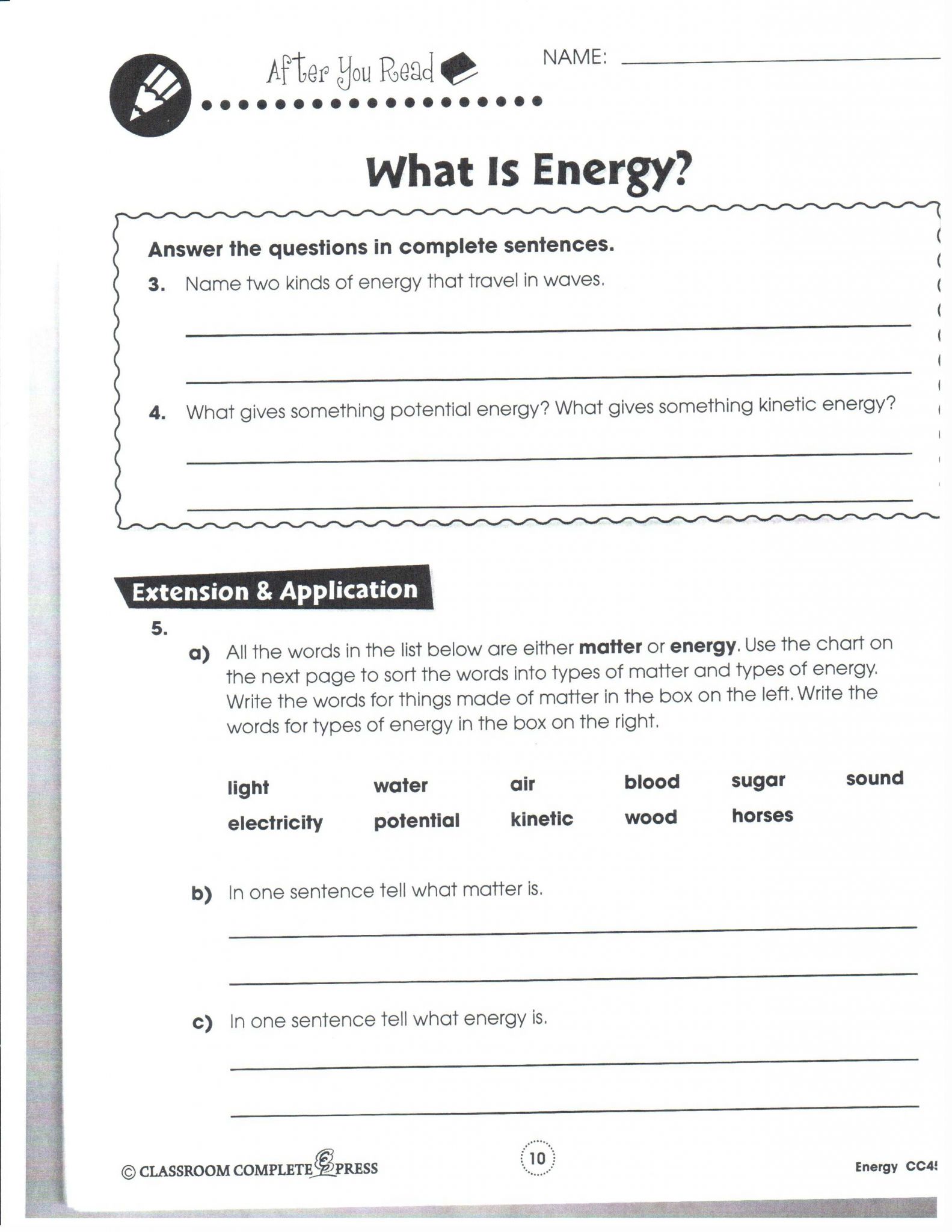 Theme Worksheet 4 and Energy Worksheet for 4th Grade Breadandhearth