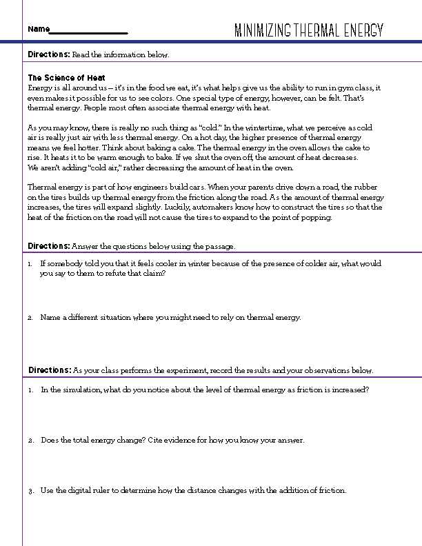 Thermal Energy Note Taking Worksheet Answers Along with Free Stem Worksheets