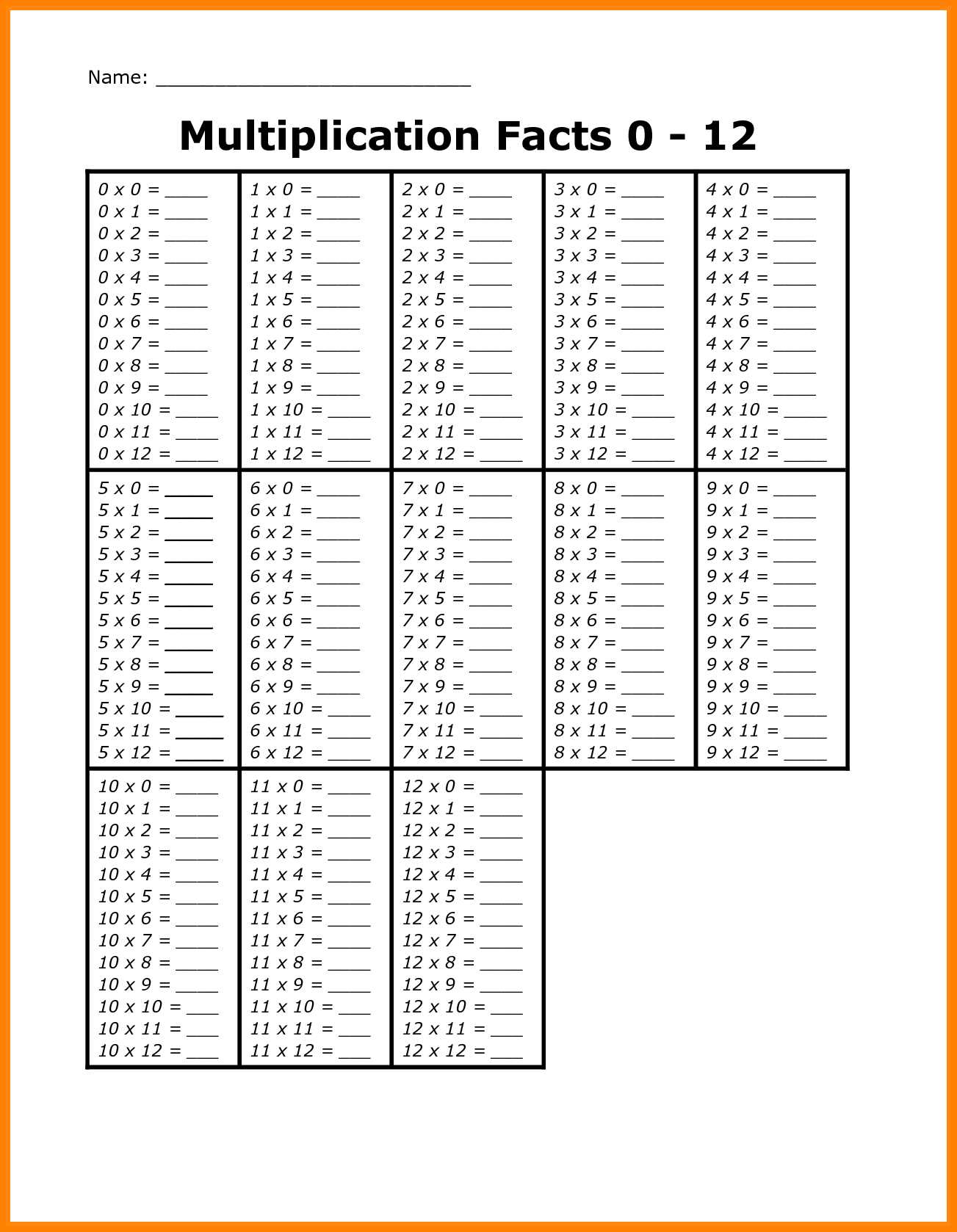 Times Tables Worksheets 1 12 Pdf or Math Facts 1 10 Worksheets Gallery Worksheet Math for Kids