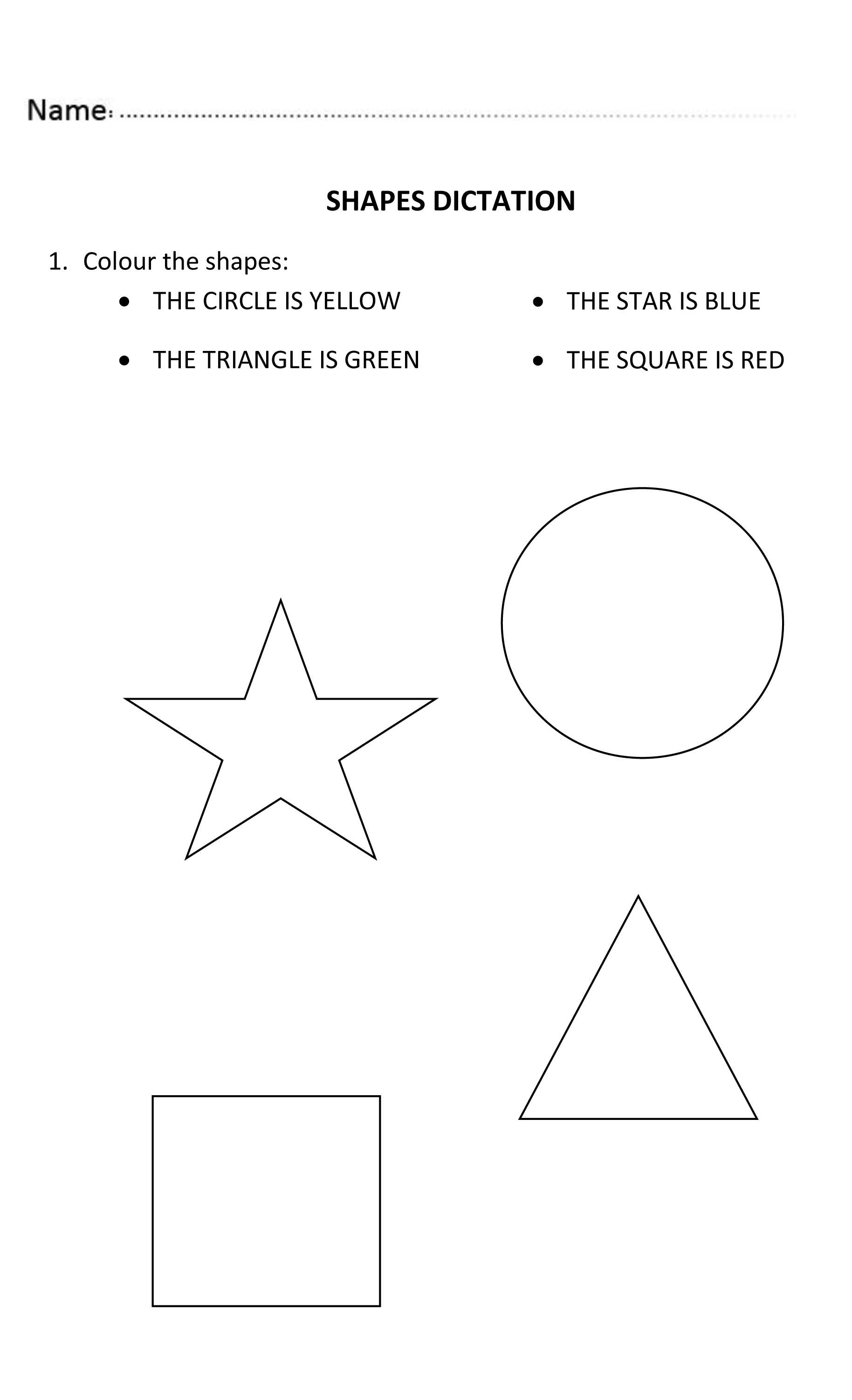 Traceable Name Worksheets or Fun Shapes Dictation for Nursery and Reception Students