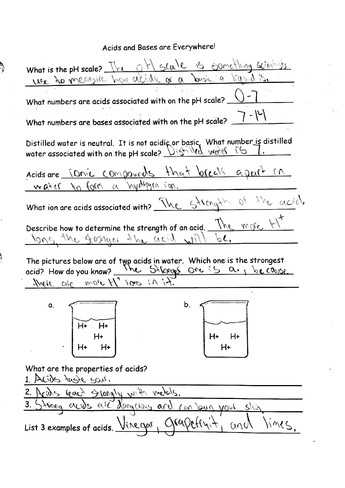 Water Water Everywhere Worksheet Answers or Acids and Bases Worksheet Answers