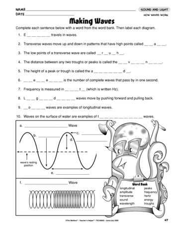 Waves sound and Light Worksheet Answer Key Also Making Waves Lesson Plans the Mailbox