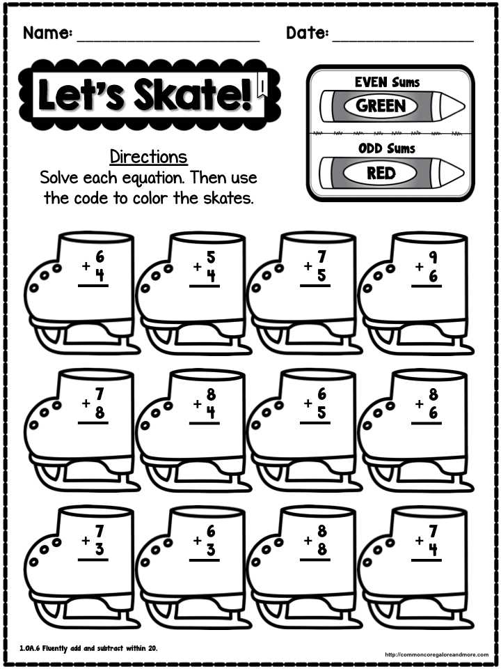 Winter Math Worksheets with Mon Core Math Worksheets for 2nd Grade