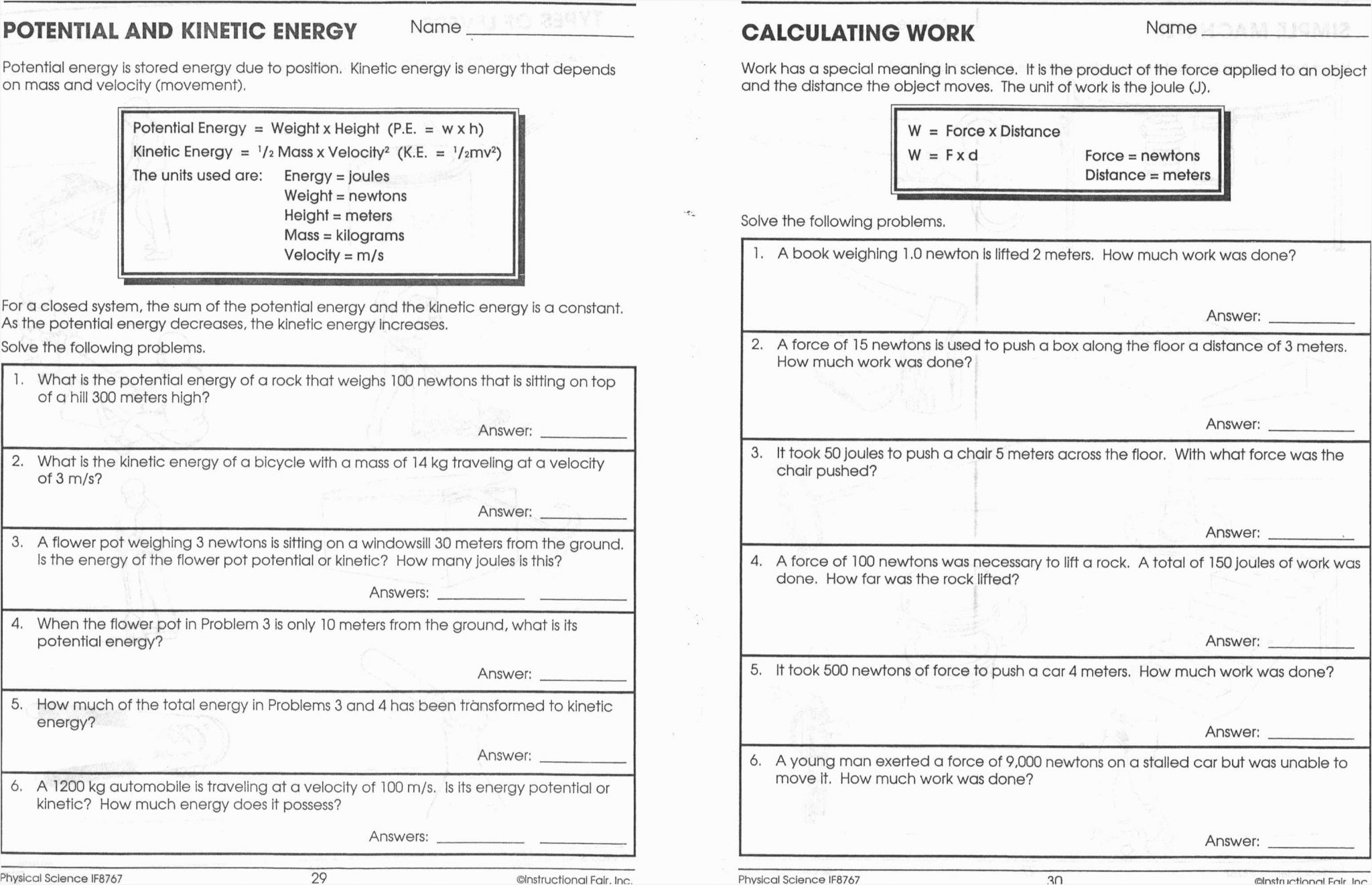 Work Energy and Power Worksheet Answers Also Smart Potential Vs Kinetic Energy Worksheet Answers – Sabaax