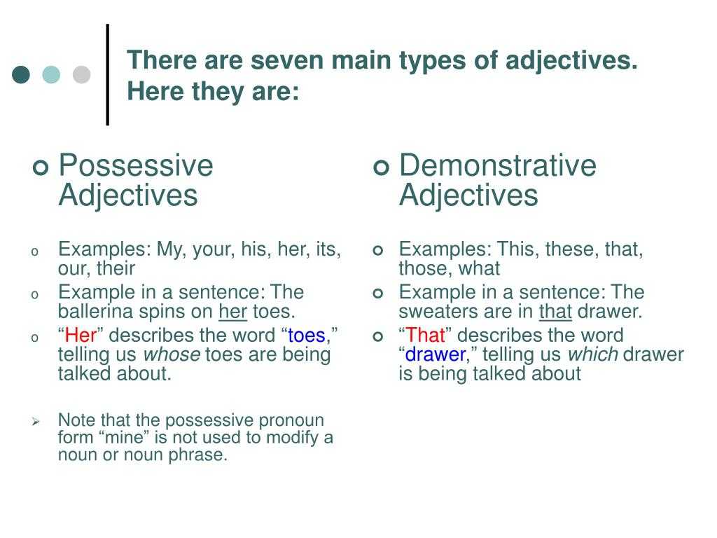 Worksheet 2 Possessive Adjectives Spanish Answers Also Adjectives Types Here You are some Adjectives Types with Our