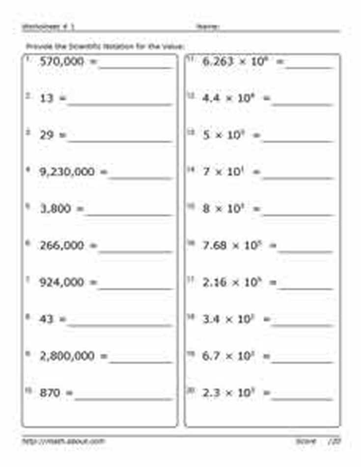 Worksheet 2 Scientific Notation Answers Along with Pre Algebra Worksheets Scientific Notation