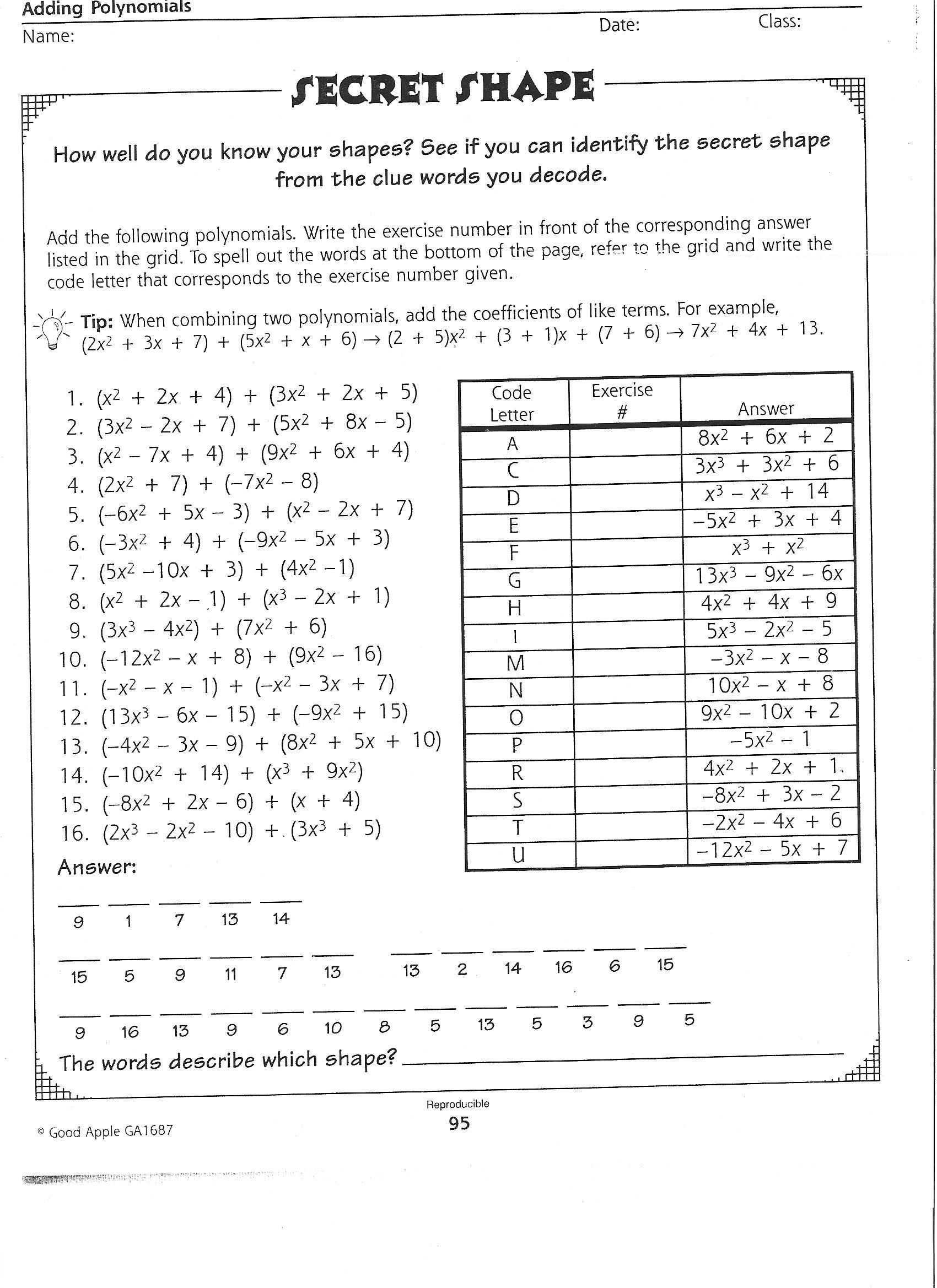 Worksheet Factoring Trinomials Answers Key with Math Worksheets and Answers Beautiful Worksheet High School Geometry