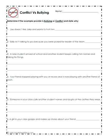 Worksheets On Bullying for Elementary Students with Anti Bullying Worksheets to Her with Bullying Vocabulary Worksheet