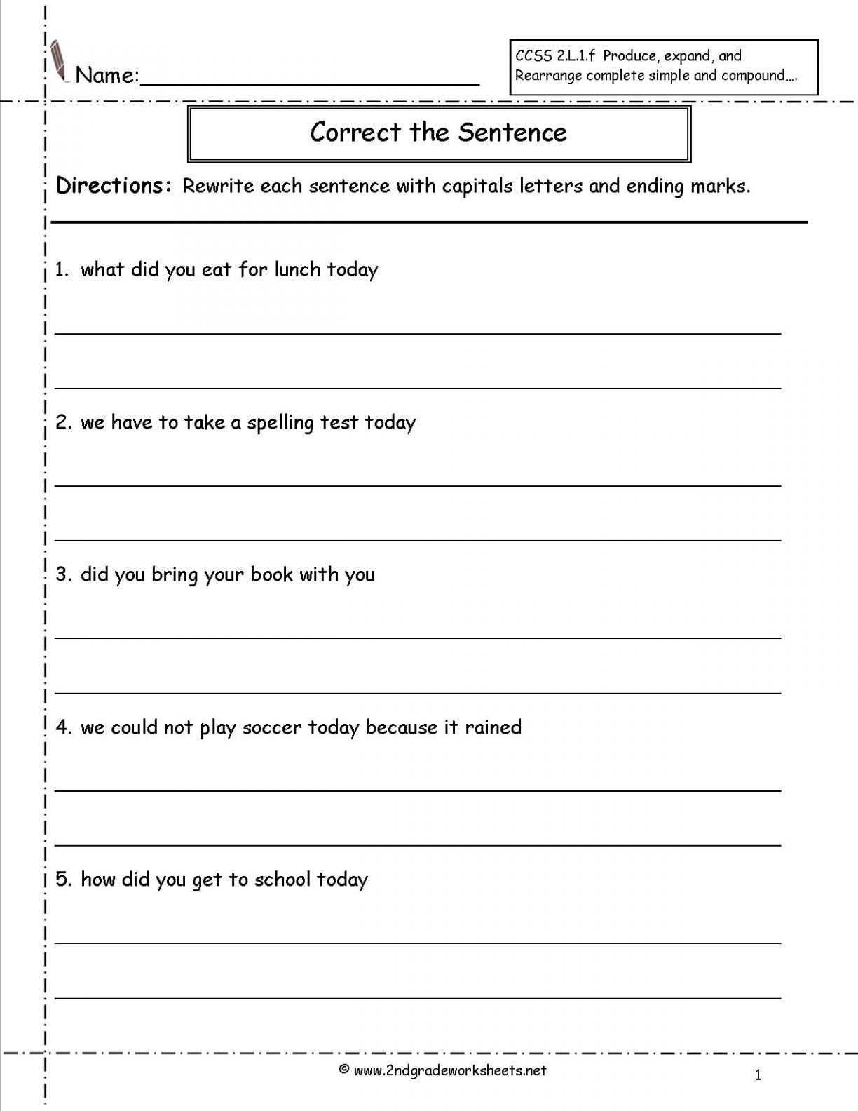 Writing Sentences Worksheets Along with Cursive Sentence Worksheets Worksheet for Kids In English