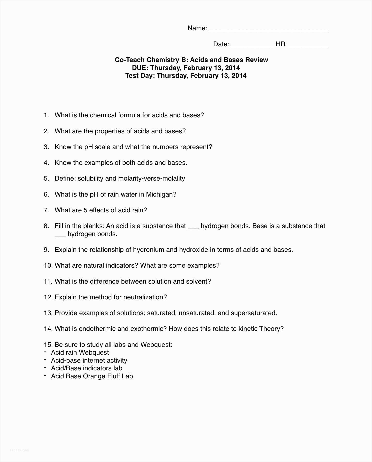 Acids and Bases Worksheet Answers together with Acids and Bases Worksheet Key Image Collections Worksheet for Kids